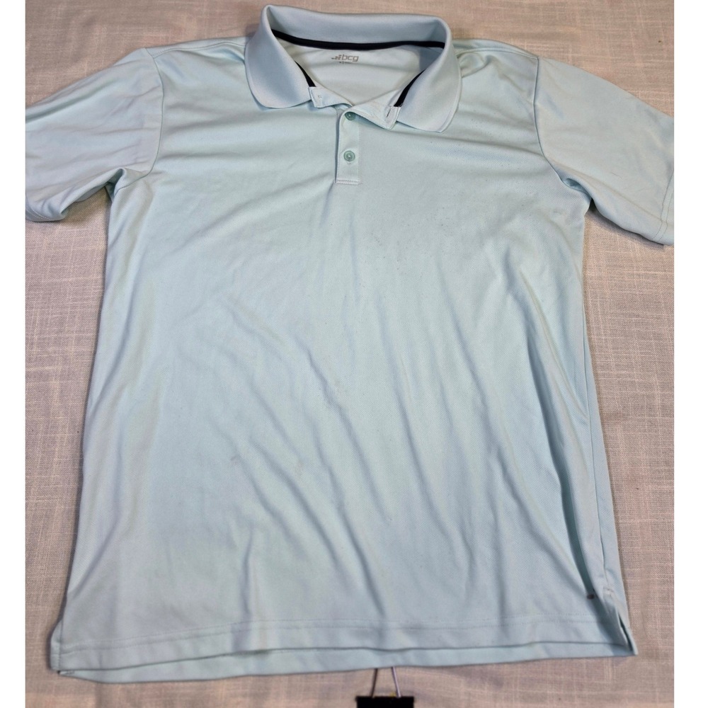BCG Mens Short Sleeve Polo Shirt Light Blue Mint Green Size L RN098223